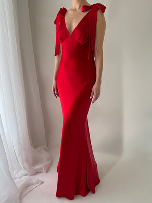 The Rosalie Deep V Gown With Shoulder Bows LIMITED COLOUR