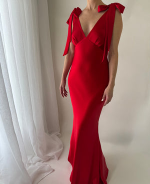 The Rosalie Deep V Gown With Shoulder Bows LIMITED COLOUR