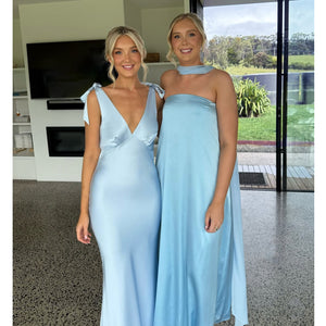 The Rosalie Deep V Gown With Shoulder Bows NEW
