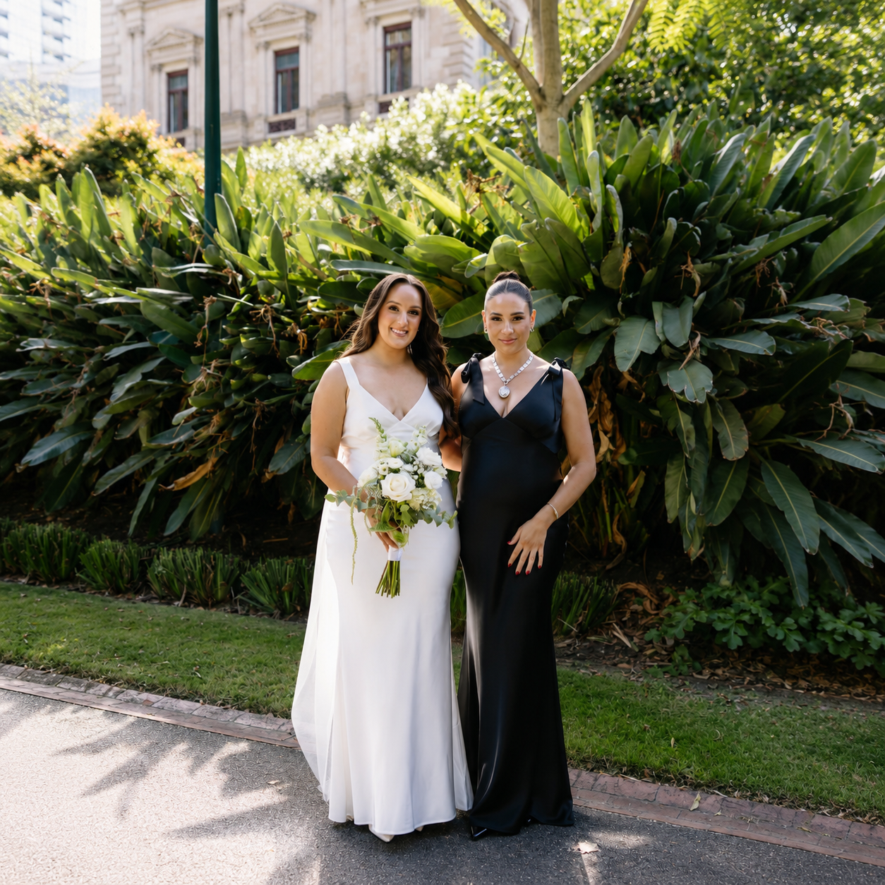 The Rosalie Deep V Gown With Shoulder Bows