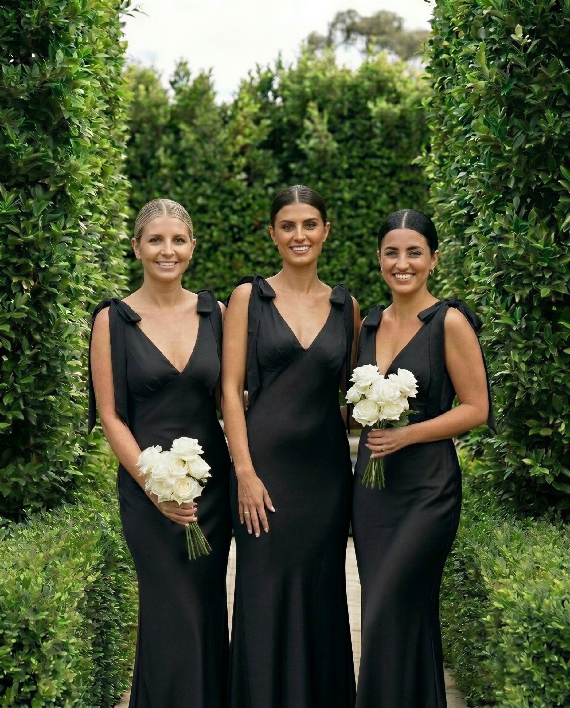 The Rosalie Deep V Gown With Shoulder Bows