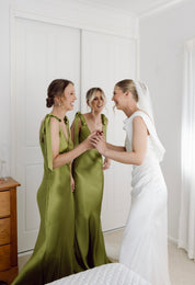 The Rosalie Deep V Gown With Shoulder Bows