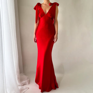 The Rosalie Deep V Gown With Shoulder Bows LIMITED COLOUR