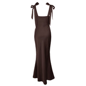 The Rosalie Deep V Gown With Shoulder Bows