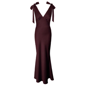 The Rosalie Deep V Gown With Shoulder Bows NEW