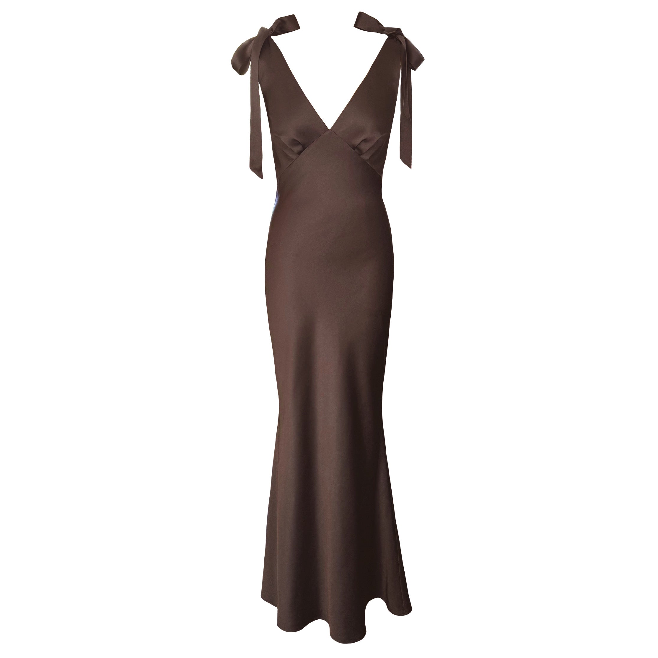 The Rosalie Deep V Gown With Shoulder Bows
