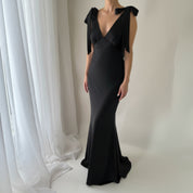 The Rosalie Deep V Gown With Shoulder Bows