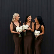 The Rosalie Deep V Gown With Shoulder Bows