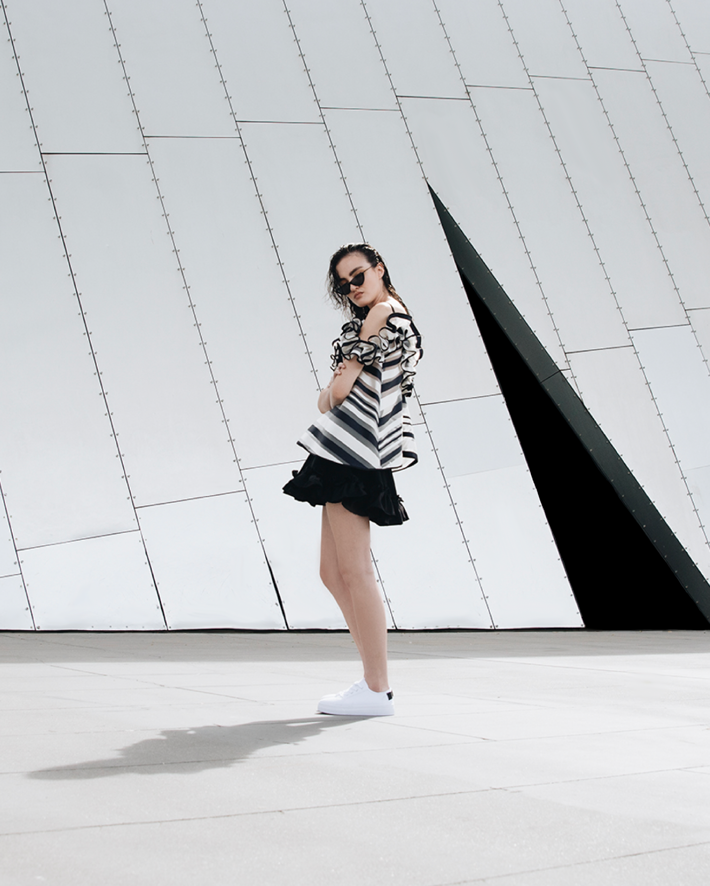 The Ella Frill Top Stripe